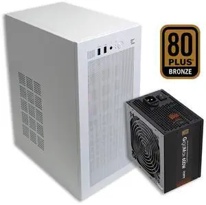 PC Builder Bundle - Zalman PC Case with PSU Combo - Cubix Compact m-ATX ITX PC Case for Workstation, White with 80 Plus Bronze 600W Power Supply