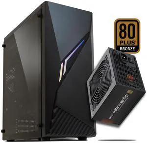 PC Builder Bundle - Zalman PC Case with PSU Combo - Raven ATX Mid-Tower PC Case Spectrum RGB Front Panel Strip 1 x 120mm Non-RGB Rear Fan, with 80 Plus Bronze 600W Power Supply