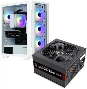 PC Builder Bundle - Zalman PC Case with PSU Combo - i3 NEO TG ATX Mid-Tower PC Case, White - 3 x 120mm Infinity Mirror ARGB Fans with 80 Plus Bronze 600W Power Supply
