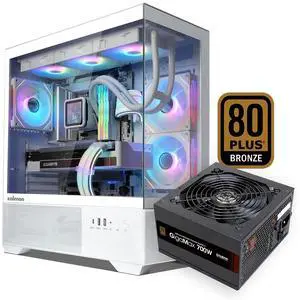 PC Builder Bundle - Zalman PC Case with PSU Combo - Chronix ATX Gaming PC Case, White - 3 x 120mm ARGB Fans with 80 Plus Bronze 700W Power Supply