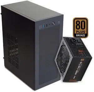PC Builder Bundle - Zalman PC Case with PSU Combo - Cubix Compact m-ATX ITX PC Case for Workstation, Black with 80 Plus Bronze 600W Power Supply