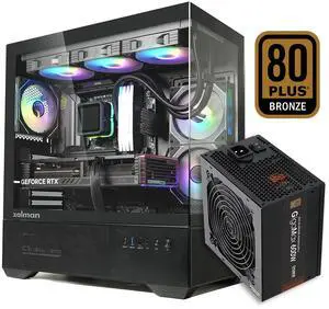 PC Builder Bundle - Zalman PC Case with PSU Combo - Chronix ATX Gaming PC Case, Black - 3 x 120mm ARGB Fans with 80 Plus Bronze 600W Power Supply