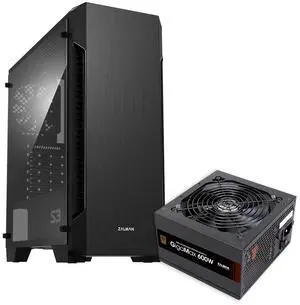 PC Builder Bundle - Zalman PC Case with PSU Combo - S3 ATX Mid-Tower PC Case 3 x 120mm Non-RGB Black Fans, with 80 Plus Bronze 600W Power Supply