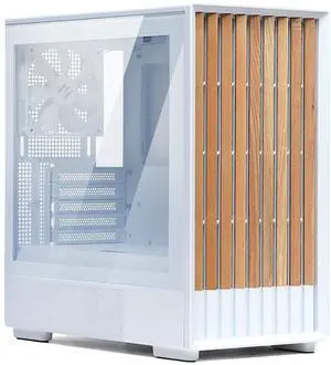 Zalman P10 NAMU mATX Mini Tower PC Case - 3 x 120mm Fans Preinstalled, Genuine Walnut Wood Front Panel, Tempered Glass Side Panel, Type-C, Cable Management System, M-ATX / ITX Computer Case, White