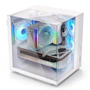 Zalman ZQBE ATX Mid Tower PC Case - 3 x 120mm PWM ARGB Fans, Multi-Port PWM Hub/ARGB Controller Included, Full-View Panoramic Tempered Glass Panels, Type-C 3.2 Ready, Fits GPUs up to 330mm, White