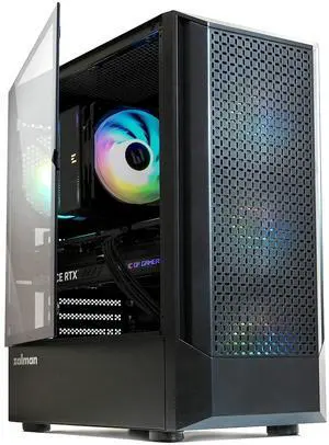 Zalman FIT Mid-Tower ATX RGB Gaming PC Case - 4 x 120mm ARGB Fans Pre-Installed, Tempered Glass Side Panel, USB 3.0, Fits up to 6 x 120mm Fans, 325mm GPU, 360mm Radiator, Black