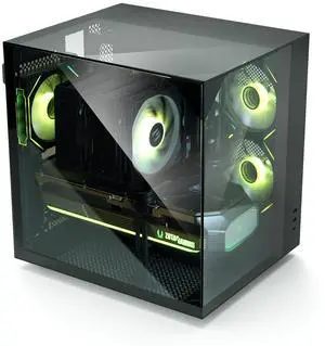 Zalman ZQBE ATX-Mid Tower Gaming PC Case - 3 x 120mm PWM ARGB Fans with Multi-Port PWM Hub/ARGB Controller Included, Three-Sided Full Panoramic Tempered Glass Panels, Type-C 3.2, Black