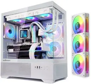 Zalman CHRONIX ATX Mid-Tower PC Case, 3 x PWM ARGB Fans Preinstalled, USB Type-C 3.2, PWM / ARGB Hub Included, Supports 360mm Radiator, Up to 410mm GPU, White