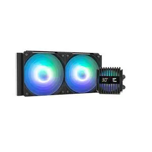 Zalman Alpha 2 V2 240 AIO Liquid CPU Cooler, Real-Time CPU Temperature Display, PWM ARGB Fans, AMD AM5/AM4, Intel LGA1851/1700, Black Zalman Alpha 2 V2 240 AIO Liquid CPU Cooler, Real-Time CPU Temperature Display, PWM ARGB Fans, AMD AM5/AM4, Intel LGA1851/1700, Black