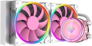 ID-COOLING PINKFLOW 240 CPU Water Cooler 5V Addressable RGB AIO Cooler 240mm CPU Liquid Cooler 2X120mm RGB Fan, Intel 115X/2066, , AMD TR4/AM4 (Remote Controller is Included)