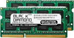 4GB Kit(2x2GB) DDR3 1600 (PC3-12800) SODIMM Memory 204-pin (2Rx8)