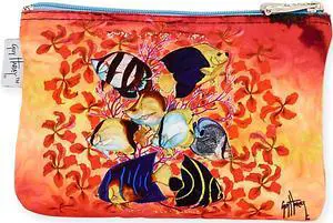 Guy Harvey School of Angelfish Cosmetic Bag, 9" Guy Harvey School of Angelfish Cosmetic Bag, 9"