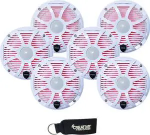 Wet Sounds - Three Pairs Of REVO 6-SWW White Closed SW Grille 6.5 Inch Marine LED Coaxial Speakers