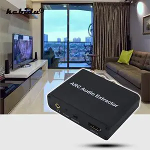 kebidu ARC Audio Extractor Adapter HDMI ARC Extractor Audio Adapter Fiber/Coaxial/3.5mm Output Suitable for Audio Headset TV