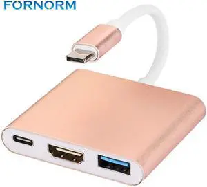 FORNORM Type C USB 3.1 To USB-C 1080P/4K HDMI USB 3.0 Adapter For MacBook To TV/Project/Display Compatible For IOS  Macbook