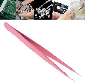 1pcs Stainless Steel Tweezer 135mm Anti-static Straight Tip Forceps Precision Soldering Electronic Tweezers Tool