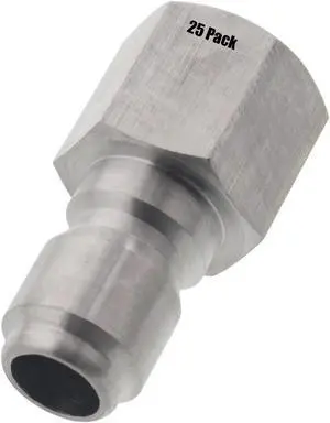 25 Erie Tools Pressure Washer 3/8in. Female NPT to Quick Connect Plug Stainless Steel Coupler High Temp 4000 PSI 10.5 GPM