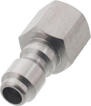 Erie Tools 1/4in. FPT Female Stainless Steel Plug Quick Connect Coupler 4000 PSI 10.5  GPM for Pressure Washer Gun Hose Wand Nozzle