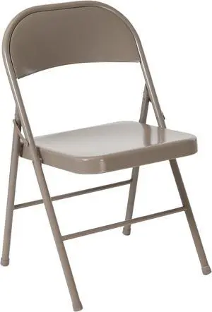 HERCULES Series Double Braced Gray Metal Folding Chair