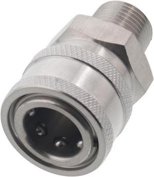 Erie Tools 3/8in. MPT Male Stainless Steel Socket Quick Connect Coupler 4000 PSI 10 GPM for Pressure Washer Nozzle Gun Hose Wand