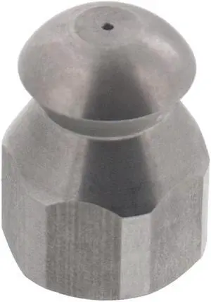 Erie Tools Button Nose 1/4" Drain Cleaning Nozzle 7.0 Orifice 5500 PSI Stainless Steel for Sewer Pipe Water Jetter