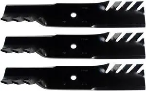 USA Mower Blades (3) CMB185BP Toothed Extra High Lift Blade Fits Bobcat® 11211102 272254302 32022A WM132022 Length 18 in. Width 3 in. Thickness .250 in. Center Hole 5/8 in. 36 in. and 52 in. Deck