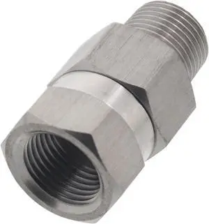 Erie Tools 3/8in Stainless Steel Male-Female NPT Swivel Coupler  3200 PSI Pressure Washer Hose Adapter