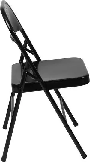 HERCULES Series Double Braced Black Metal Folding Chair