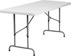 30''W x 72''L Height Adjustable Granite White Plastic Folding Table