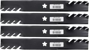 4 USA Mower Blades AYP844BP High-Lift Toothed Fits AYP 12784 127842 134148 138407 138497 138970 139774 193957 Length 19-5/16 in. Width 2-1/2 in. Thickness .187 in. Center Hole 5 Point Star 38 in. Deck