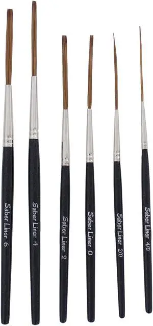 Andrew Mack Brush AMVD-SL-SET Von Dago Saber Liner Set of 6 Pinstriping Brushes Sizes 4/0-6