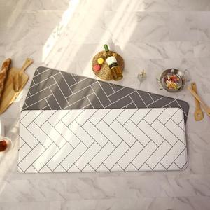 Double-Sided Non-toxic PVC Premium Kitchen Mat, Cushioned, Waterproof, Non-Slip, easy to clean (White and Gray) 18" x 30" (Small)