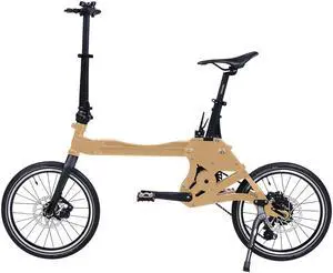 POP-CYCLE user-customizable electric bicycle featuring a slide-type folding system for enhanced portability and convenience (Khaki)