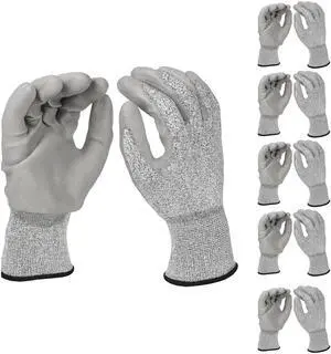 Black Melange HPPE Blended Glove - Grey PU Palm coated, 5 pairs L