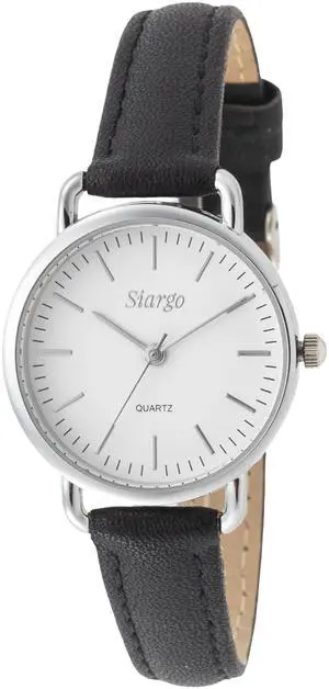 SIARGO SG-002 SWB Caper Collection 28mm Womens Quartz Watch with Italian Leather Strap (Silver White)