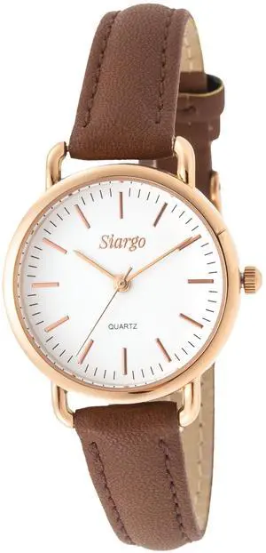 SIARGO SG-002 SWB Caper Collection 28mm Womens Quartz Watch with Italian Leather Strap (Rosegold Brown)