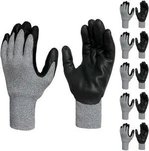 Grey Span-Nylon Glove - Black NITRILE Foam Palm coated M, 5 pairs