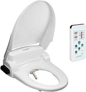 SmartBidet SB-1000 Electric Bidet Seat for Elongated Toilets, Remote Controller, Electric Heated Toilet Seat with Warm Air Dryer and Temperature Controlled Wash Functions (White)