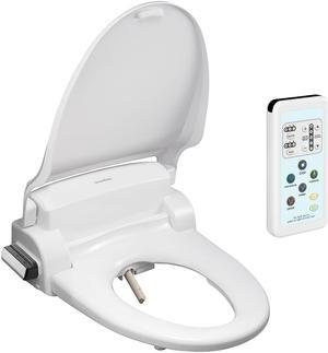 SmartBidet SB-1000 Electric Bidet Seat for Round Toilets, Remote Controller, Electric Heated Toilet Seat with Warm Air Dryer and Temperature Controlled Wash Functions (White)