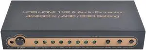 HDR HDMI 1X2 & Audio Extractor 4K@60Hz/ ARC/ EDID Setting
