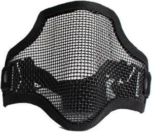 Tactical Paintball Airsoft Steel Wire Mesh Skeleton  Half Face Protective Mask Desert