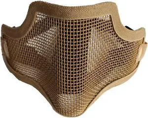 Tactical Paintball Airsoft Steel Wire Mesh Skeleton  Half Face Protective Mask Desert
