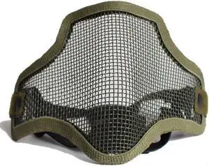 Tactical Paintball Airsoft Steel Wire Mesh Skeleton  Half Face Protective Mask Desert