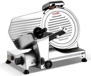 KWS Deluxe Commercial 320w Electric Meat Slicer 10" Triple Safety Locks + Anodized Aluminum Base with Stainless Steel Blade, Frozen Meat/ Cheese/ Food Slicer Low Noises Commercial and Home Use