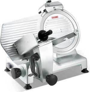 KWS Deluxe Commercial 420w Electric Meat Slicer 12" Triple Safety Locks + Anodized Aluminum Base with Stainless Steel Blade, Frozen Meat/ Cheese/ Food Slicer Low Noises Commercial and Home Use