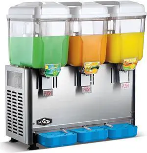 KWS Commercial Stainless Steel Hot and Cold Drink Dispensers Professional Beverage Dispensers 3 Tanks 3 Gallon per Tanks