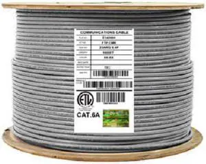 Elite Cat6a Shielded Stranded (CM), 1000ft, 500MHz, 10GB, 26AWG, U/FTP, Pure Copper, UL Certified, Bulk Ethernet Cable Reel, Gray