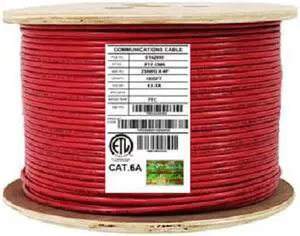 Elite Cat6a Shielded Stranded (CM), 1000ft, 500MHz, 10GB, 26AWG, U/FTP, Pure Copper, UL Certified, Bulk Ethernet Cable Reel, Red