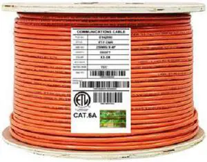 Elite Cat6a Shielded Stranded (CM), 1000ft, 500MHz, 10GB, 26AWG, U/FTP, Pure Copper, UL Certified, Bulk Ethernet Cable Reel, Orange