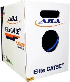 Elite Cat5e Plenum (CMP), 1000ft, 350MHz, 24AWG, U/UTP, Solid Pure Copper, UL Certified, Bulk Ethernet Cable, Blue